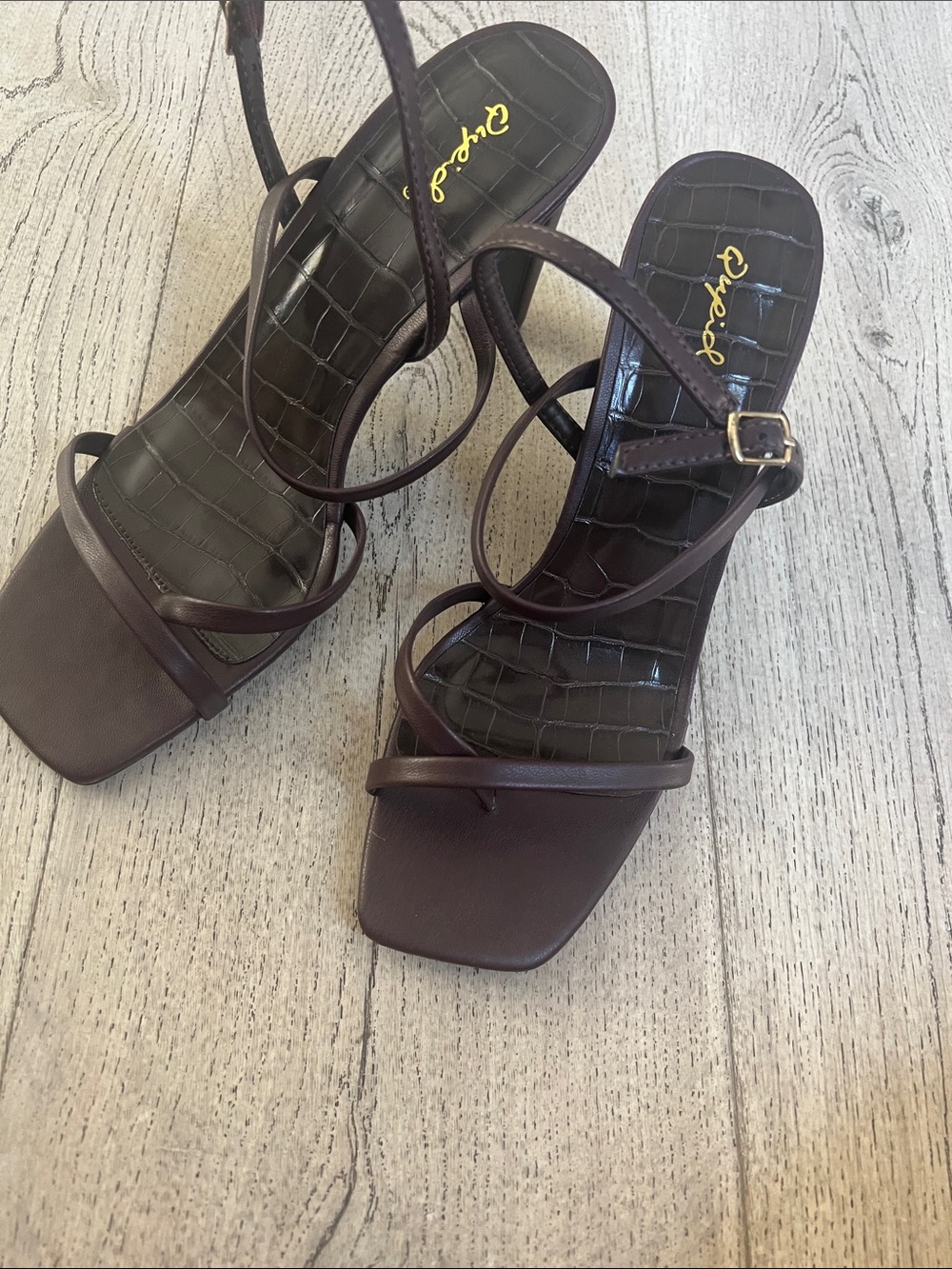 Qupid strap women shoes brown 8